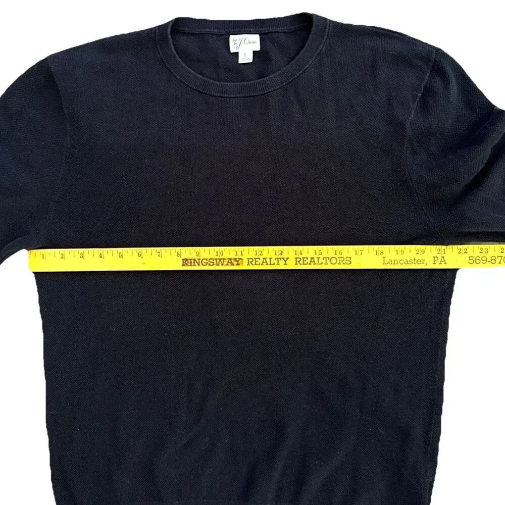 Knit for J Crew Waffle Knit Crew Neck Mens Sz L Black Cotton Textured Pullover